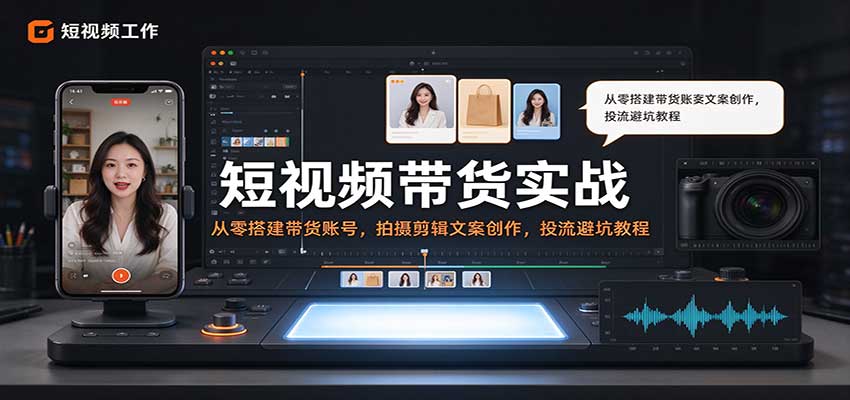 短视频带货实战：从零搭建带货账号，拍摄剪辑文案创作，投流避坑教程-九九网创