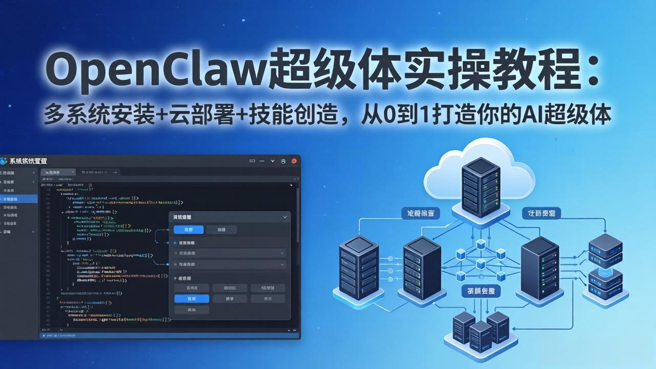 OpenClaw-小龙虾 超级体实操教程：多系统安装+云部署+技能创造，从0到1打造你的AI超级体-九九网创