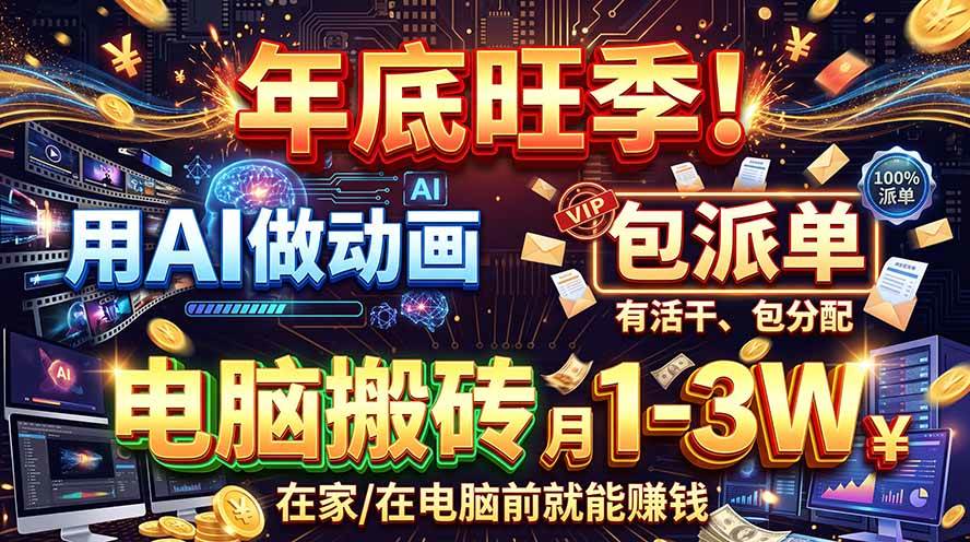 （20974期）AI代做动画，旺季捡钱！一单500-1000+，提供做单渠道，新手可做！-九九网创