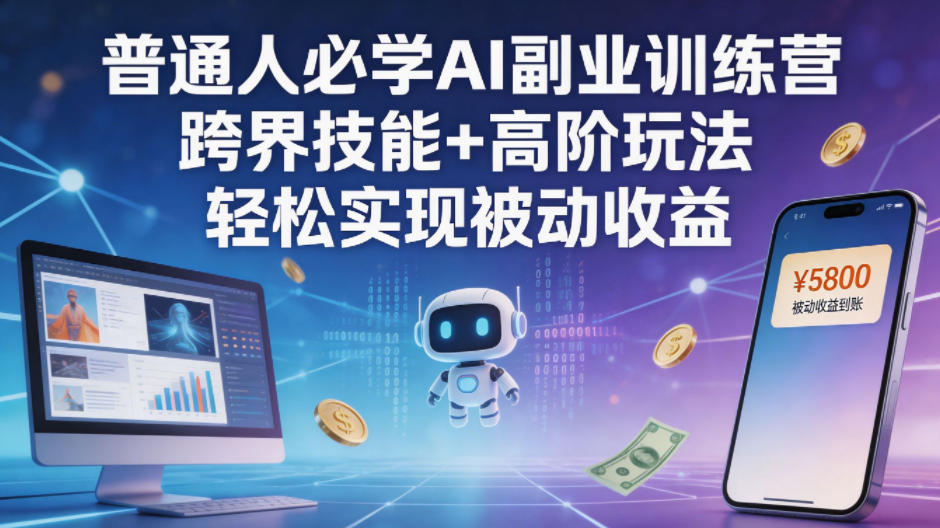 普通人必学AI副业训练营跨界技能+高阶玩法轻松实现被动收益-九九网创