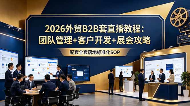 （18994期）2026外贸B2B套直播教程：团队管理+客户开发+展会攻略，配套全套落地标准化SOP-九九网创