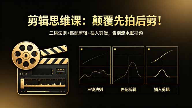 剪辑思维课：颠覆先拍后剪！三镜法则+匹配剪辑+插入剪辑，告别流水账视频-九九网创