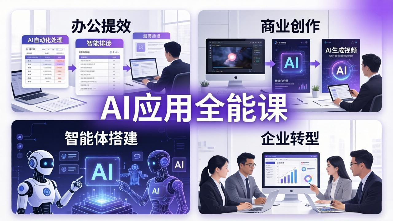 AIGC 应用师全能课-更新：办公提效、商业创作、智能体搭建、企业转型，一站式学会AI应用-九九网创