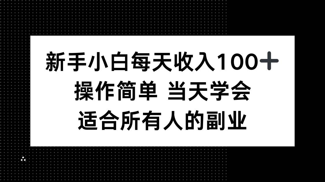 （15937期）新手小白每天收入100+，操作简单 当天学会 ，适合所有人的副业-九九网创