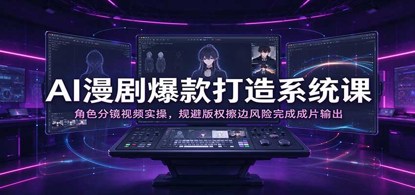 AI漫剧爆款打造系统课：角色分镜视频实操，规避版权擦边风险完成成片输出-九九网创