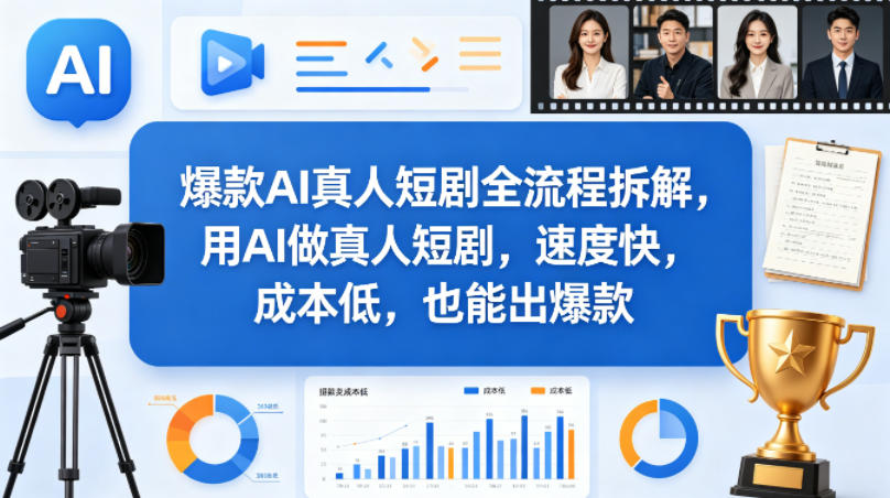 爆款AI真人短剧全流程拆解,用AI做真人短剧,速度快,成本低,也能出爆款-九九网创