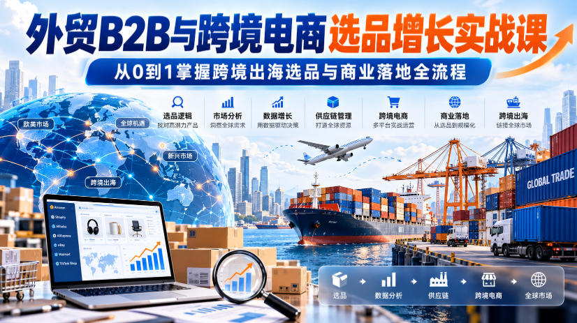 外贸B2B与跨境电商选品增长实战课，从0到1掌握跨境出海选品与商业落地全流程-九九网创