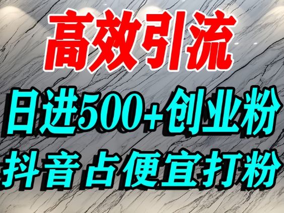 怎么打创业粉？抖音利用占便宜心理引流创业粉，单人日引500+精准流量-九九网创