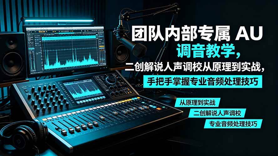 (19517期)某大佬团队内部专属 AU 调音教学,二创解说人声调校从原理到实战,手把手掌握专业音频处理技巧-九九网创