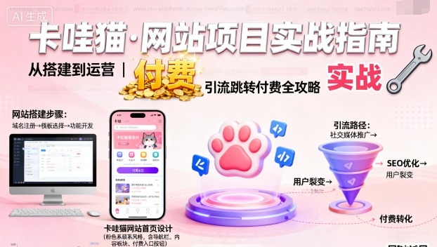 卡哇猫·网站项目，网站搭建与运营以及引流跳转付费-九九网创
