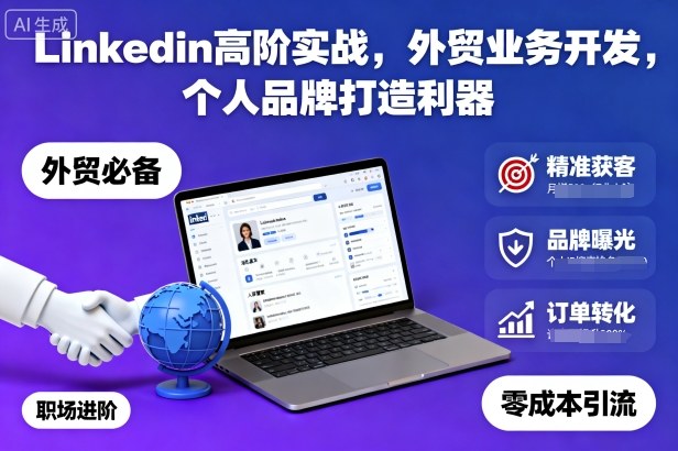 Linkedin高阶实战，外贸业务开发，个人品牌打造利器-九九网创