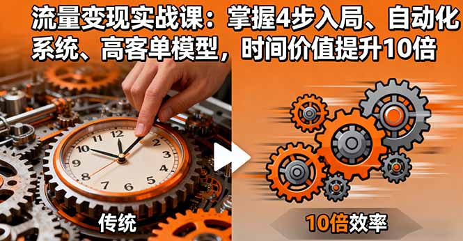 流量变现实战课:掌握4步入局、自动化系统、高客单模型,时间价值提升10倍-九九网创