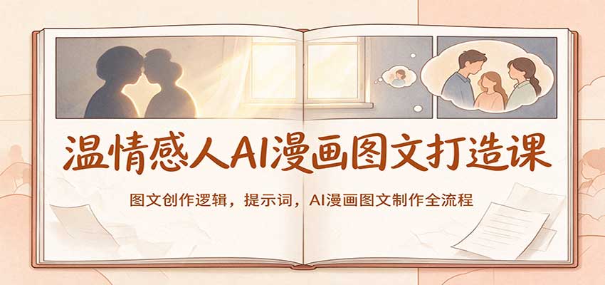 温情感人AI漫画图文打造课:图文创作逻辑,提示词,AI漫画图文制作全流程-九九网创