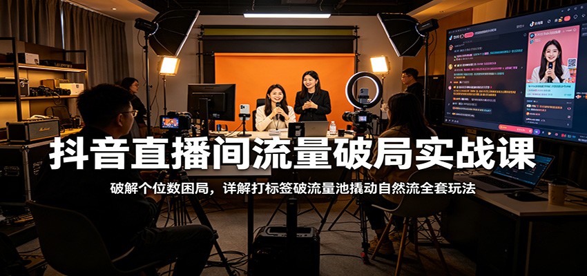 抖音直播间流量破局实战课：破解个位数困局，详解打标签破流量池撬动自然流全套玩法-九九网创