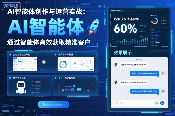 AI智能体创作与运营实战，实体门店通过智能体高效获取精准客户-九九网创