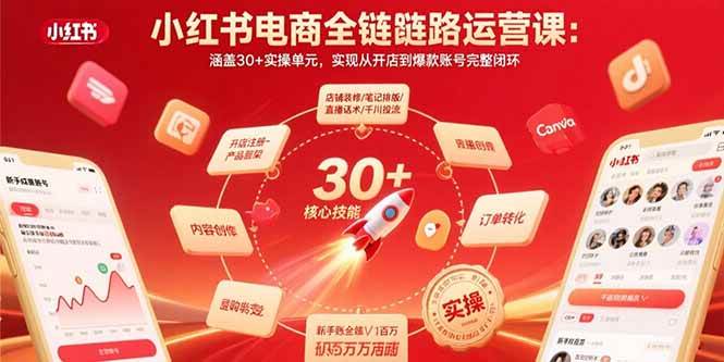 （15751期）小红书电商全链路运营课：涵盖30+实操单元，实现从开店到爆款账号完整闭环-九九网创