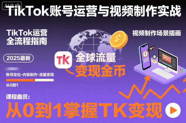 2025最新TikTok账号运营与视频制作实战全流程，从0到1掌握TK变现(含11月最新TK搬运技术)-九九网创
