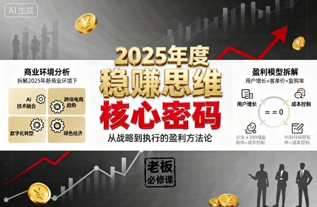 2025年度稳賺思维老板创业营，拆解2025年新商业环境下，企业实现持续盈利的核心密码-九九网创