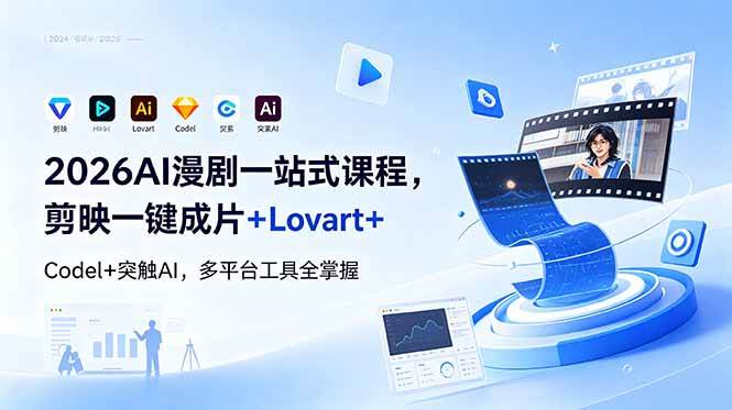(18736期)2026AI 漫剧一站式课程,剪映一键成片+Lovart+Codel+突触AI,多平台工具全掌握-九九网创