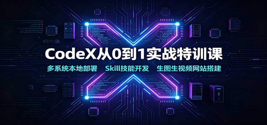 CodeX从0到1实战特训课：多系统本地部署，Skill技能开发，生图生视频网站搭建-九九网创