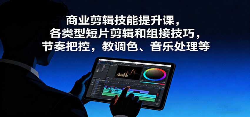 商业剪辑技能提升课，各类型短片剪辑和组接技巧，节奏把控，教调色、音乐处理等-九九网创