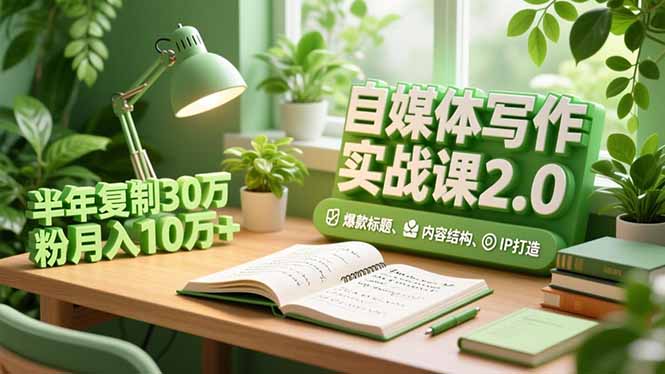 自媒体写作实战课2.0，爆款标题、内容结构、IP打造，半年复制30万粉月入10万+-九九网创