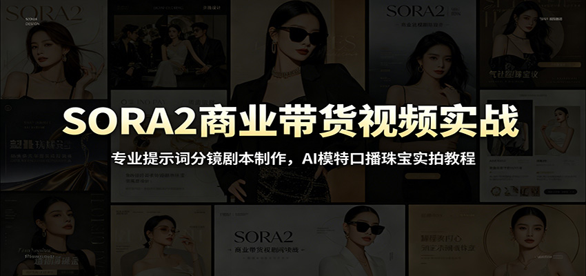 SORA2商业带货视频实战：专业提示词分镜剧本制作，AI模特口播珠宝实拍教程-九九网创