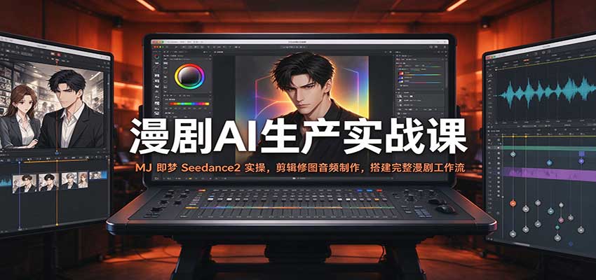 漫剧AI生产实战课：MJ 即梦 Seedance2 实操，剪辑修图音频制作，搭建完整漫剧工作流-九九网创