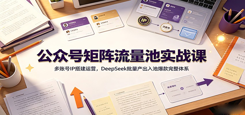 公众号矩阵流量池实战课：多账号IP搭建运营，DeepSeek批量产出入池爆款完整体系-九九网创