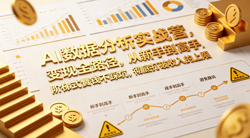 AI数据分析实战营，变现全路径，从新手到高手，阶梯式賺钱不踩坑，彻底打破收入的上限-九九网创