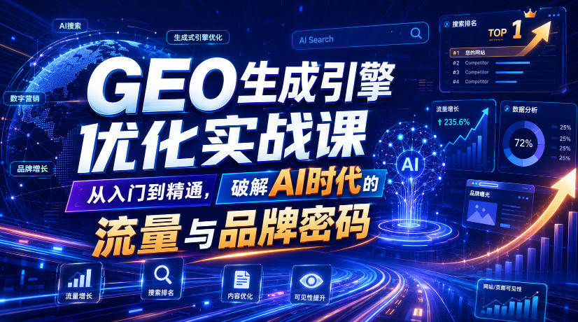 GEO生成引擎优化实战课，从入门到精通，破解AI时代的流量与品牌密码-九九网创