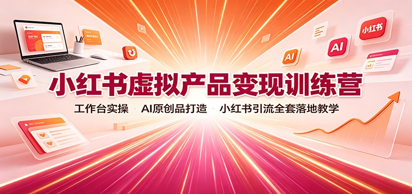 小红书虚拟产品变现训练营：工作台实操，AI原创品打造，小红书引流全套落地教学-九九网创
