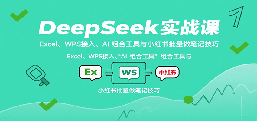 DeepSeek实战课：Excel、WPS接入、AI 组合工具与小红书批量做笔记技巧-九九网创
