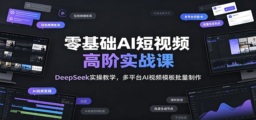 零基础AI短视频高阶实战课：DeepSeek实操教学，多平台AI视频模板批量制作-九九网创
