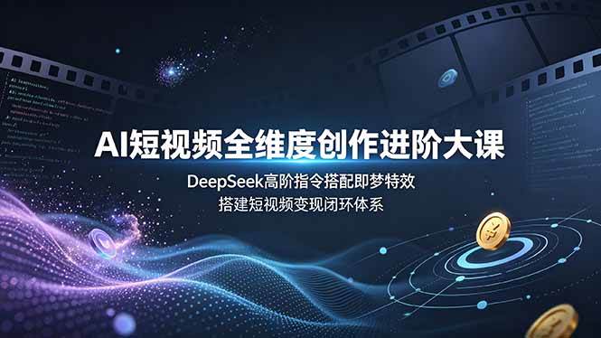 （19153期）AI短视频全维度创作进阶大课，DeepSeek高阶指令搭配即梦特效，搭建短视频变现闭环体系-九九网创