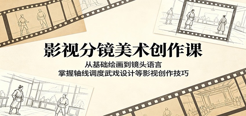 影视分镜美术创作课：从基础绘画到镜头语言，掌握轴线调度武戏设计等影视创作技巧-九九网创