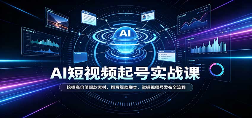 短视频AI起号实战课：挖掘高价值爆款素材，撰写爆款脚本，掌握视频号发布全流程-九九网创