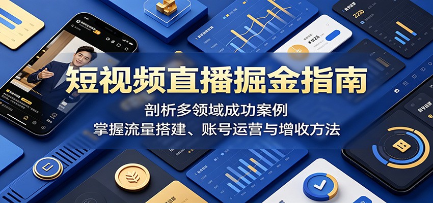 短视频直播掘金指南：剖析多领域成功案例，掌握流量搭建、账号运营与增收方法-九九网创