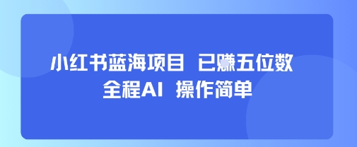 小红书蓝海项目，全程AI，操作简单，已挣五位数-九九网创