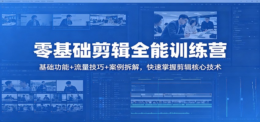 零基础剪辑全能训练营：基础功能+流量技巧+案例拆解，快速掌握剪辑核心技术-九九网创