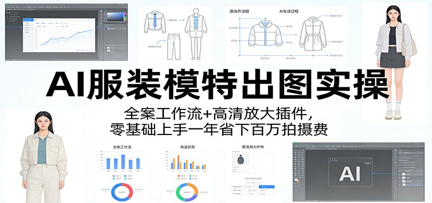 AI服装模特出图实操：全案工作流+ 高清放大插件，零基础上手一年省下百万拍摄费-九九网创