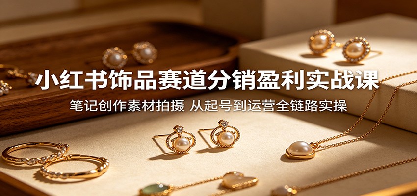小红书饰品赛道分销盈利实战课：笔记创作素材拍摄，从起号到运营全链路实操-九九网创