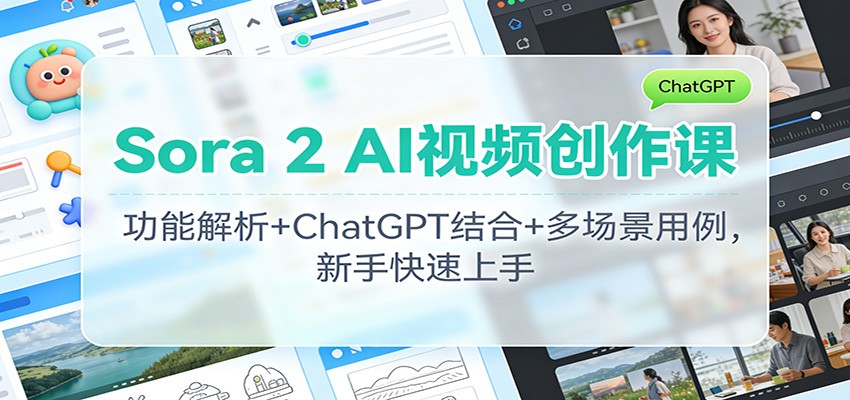 Sora 2 AI视频创作课：功能解析+ChatGPT结合+多场景用例，新手快速上手-九九网创