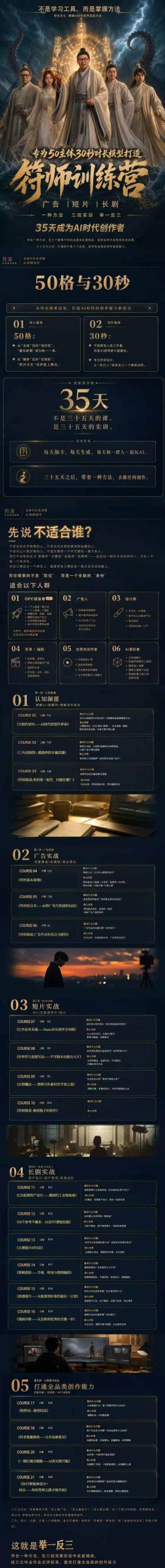 （20179期）符师训练营-35天成为AI时代创作者，广告+短片+漫剧+智能体四大实战方向，掌握从创意到上线的完整工作流-九九网创