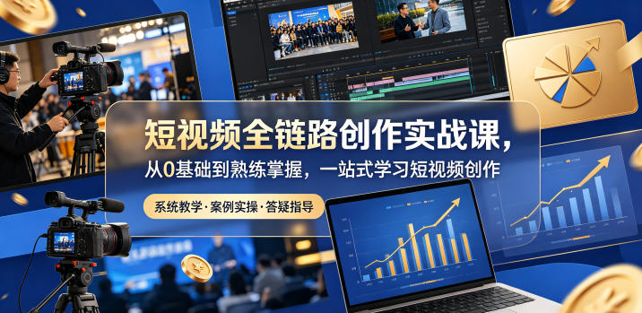 短视频全链路创作实战课，从0基础到熟练掌握，一站式学习短视频创作-九九网创