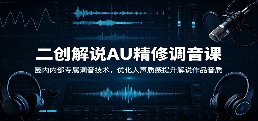 二创解说AU精修调音课：圈内内部专属调音技术，优化人声质感提升解说作品音质-九九网创