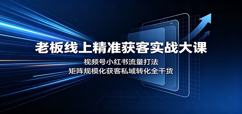 老板线上精准获客实战大课：视频号小红书流量打法，矩阵规模化获客私域转化全干货-九九网创