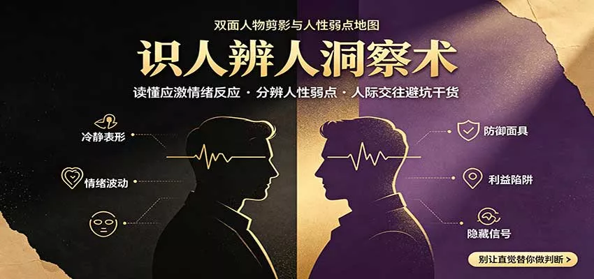 识人辨人终极心法：读懂应激情绪反应，分辨人性弱点，人际交往避坑干货-九九网创