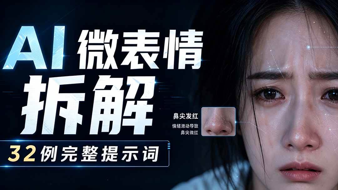 （19629期）AI微表情拆解提示词合集，精准调控AI角色表情，告别塑料感、AI面瘫脸。-九九网创