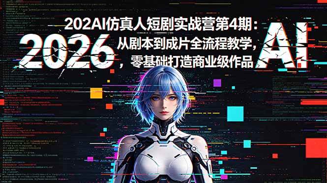(18656期)2026AI仿真人短剧实战营第4期:从剧本到成片全流程教学,零基础打造商业级作品-九九网创